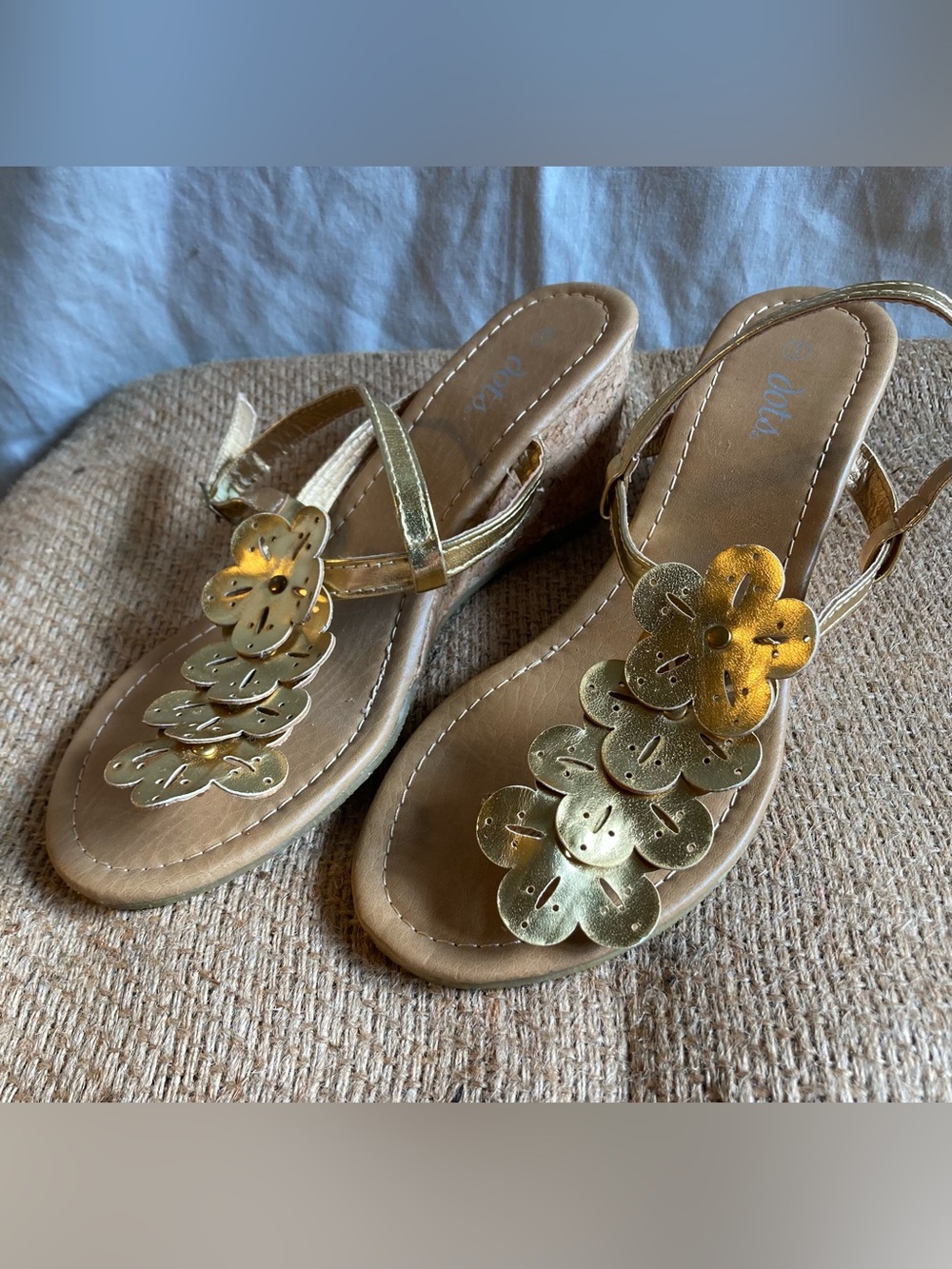 Gold floral sandals